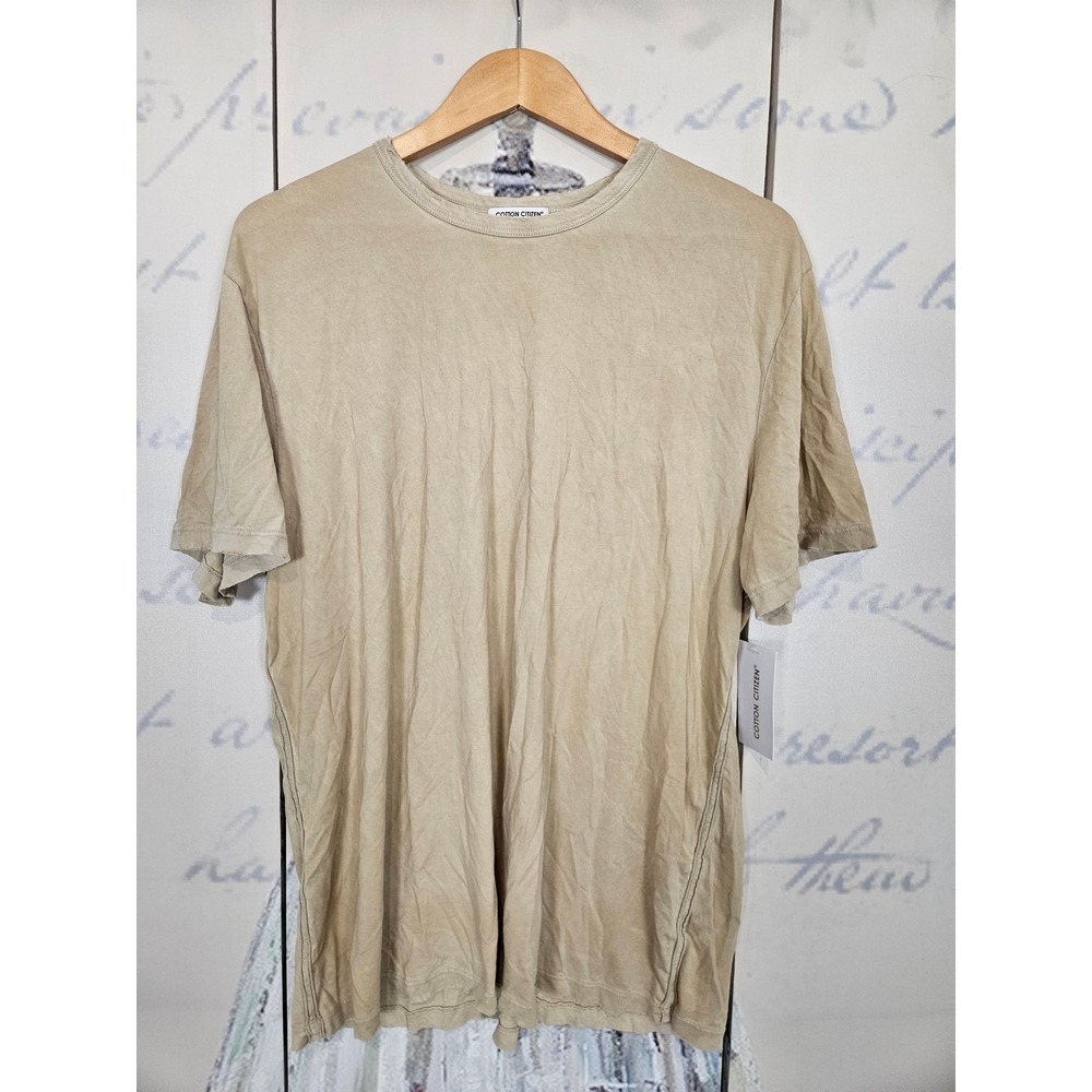 Cotton Citizen Mens Tan Supima Cotton Distressed Crew Neck T-Shirt XL New Tag